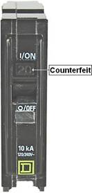 Picture of Recalled Counterfeit Circuit Breaker