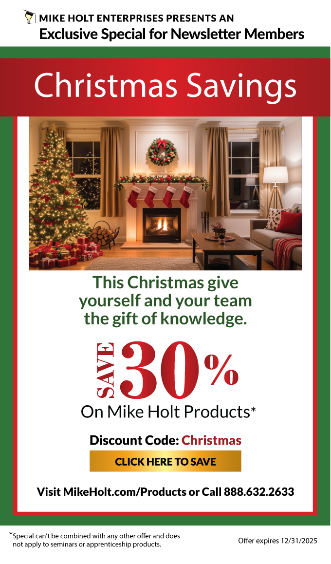 Christmas Savings, 30% off all Mike Holt Products. Discount Code: 'CHRISTMAS' Click Here to Save or Call 888.632.2633